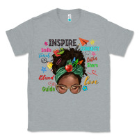 Heather Grey afro messy bun teach inspire love teacher blessed Classic Tee - NancyCooperArtShop