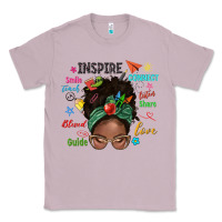 Lilac afro messy bun teach inspire love teacher blessed Classic Tee - NancyCooperArtShop