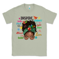 Matcha afro messy bun teach inspire love teacher blessed Classic Tee - NancyCooperArtShop