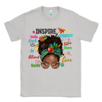 Moon Dust afro messy bun teach inspire love teacher blessed Classic Tee - NancyCooperArtShop
