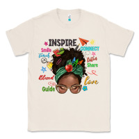 Natural afro messy bun teach inspire love teacher blessed Classic Tee - NancyCooperArtShop