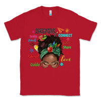 Red afro messy bun teach inspire love teacher blessed Classic Tee - NancyCooperArtShop