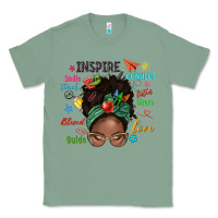 Sage afro messy bun teach inspire love teacher blessed Classic Tee - NancyCooperArtShop