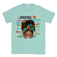 Seafoam afro messy bun teach inspire love teacher blessed Classic Tee - NancyCooperArtShop