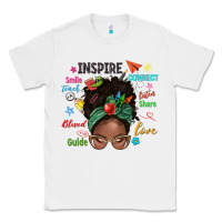 White afro messy bun teach inspire love teacher blessed Classic Tee - NancyCooperArtShop