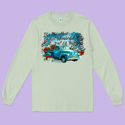 Its The Wonderful Time Of The Year Truck Long Sleeve Tee Designed By Cowgirlartshop