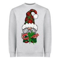 Heather Grey Christmas Gnome With Candy Heavyweight Sweatshirt - BundleAndBundleShop
