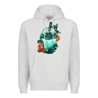 Dove Grey Winter Bobba Cup Premium Hoodie - FaDigitalArtStudio