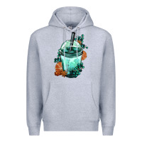 Heather Grey Winter Bobba Cup Premium Hoodie - FaDigitalArtStudio