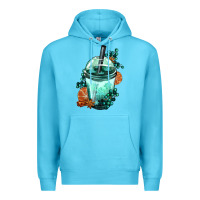 Ocean Blue Winter Bobba Cup Premium Hoodie - FaDigitalArtStudio