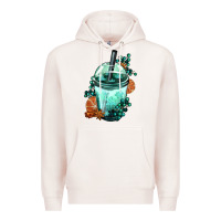 Pale Pink Winter Bobba Cup Premium Hoodie - FaDigitalArtStudio