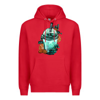 Red Winter Bobba Cup Premium Hoodie - FaDigitalArtStudio