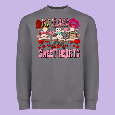 Valentine's Day My Class Is Full Of Sweet Hearts Heavyweight Sweatshirt Designed By Fadigitalartstudio
