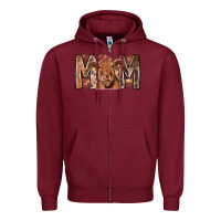 Burgundy Rodeo Mom Cow Zipper Hoodie - CowhideDigitalArt