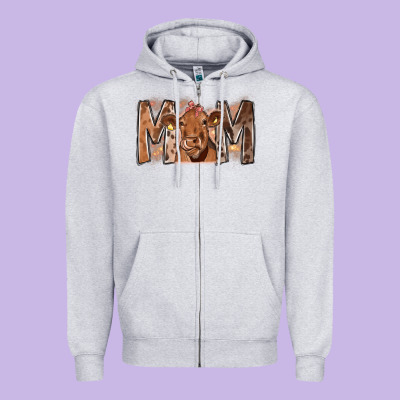 Rodeo Mom Cow Zipper Hoodie Designed By Cowhidedigitalart