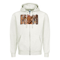Oatmeal Heather Rodeo Mom Cow Zipper Hoodie - CowhideDigitalArt