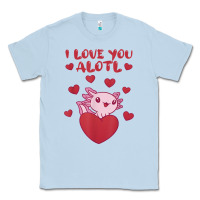 Dusty Blue i love you alotl aolotl valentine's day heart aolotl lover Classic Tee - lanVoArt