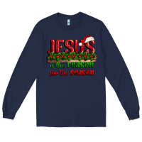 Navy jesus is the reason for the season Long Sleeve Tee - CowGirlArtShop