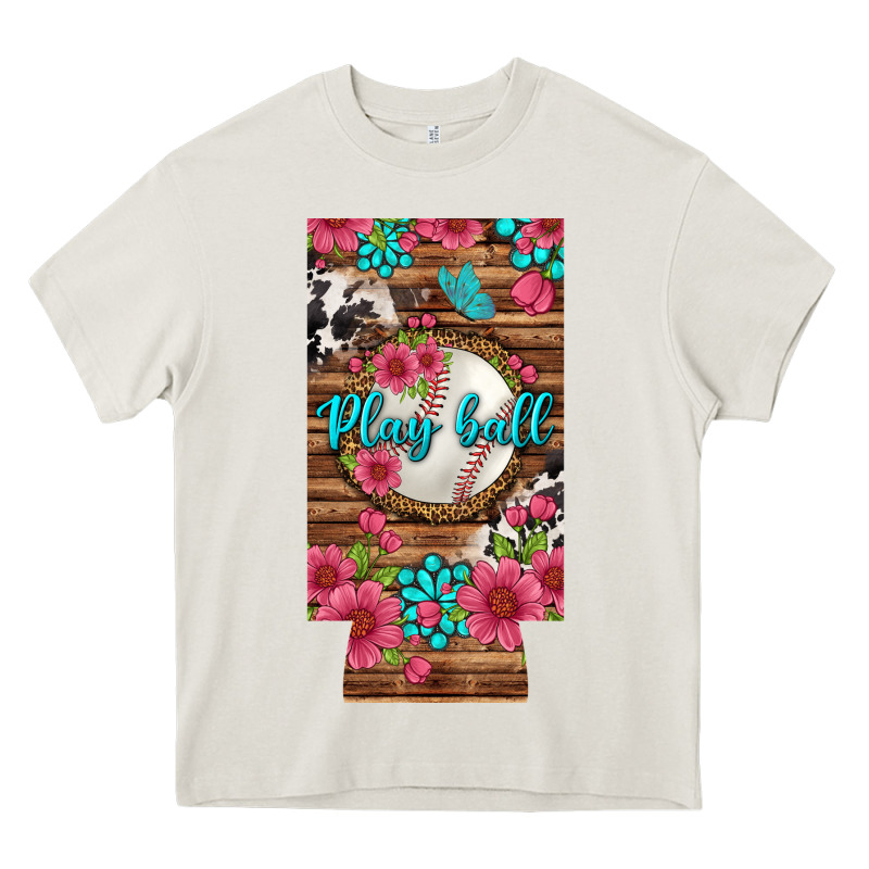 Play Ball Baseball With Pink Flowers 12 Oz Slim Can Cooler Heavy Core Tee by BundleAndBundleShop | Teevron