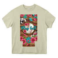 Mossy Play Ball Baseball With Pink Flowers 12 Oz Slim Can Cooler Heavy Core Tee - BundleAndBundleShop