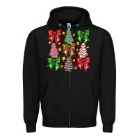 Black Christmas Cake Bow Zipper Hoodie - CowhideDigitalArt