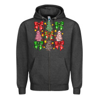 Charcoal Heather Christmas Cake Bow Zipper Hoodie - CowhideDigitalArt
