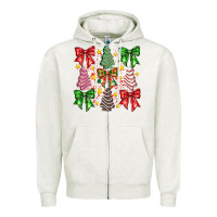 Oatmeal Heather Christmas Cake Bow Zipper Hoodie - CowhideDigitalArt