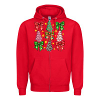 Red Christmas Cake Bow Zipper Hoodie - CowhideDigitalArt