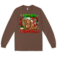 Chestnut merry christmas cow Long Sleeve Tee - CowGirlArtShop