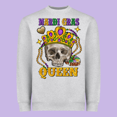 Skull Mardi Gras Queen Heavyweight Sweatshirt Designed By Fadigitalartstudio
