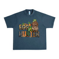 Midnight Navy Egg hunter with rabbit Easter Day Urban Heavy Tee - HowdyJamesFarm