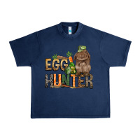 Navy Egg hunter with rabbit Easter Day Urban Heavy Tee - HowdyJamesFarm