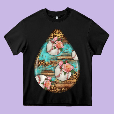 American Football And Western Roses Teardrop Heavy Core Tee Designed By Bundleandbundleshop