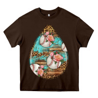 Chocolate Brown american football and western roses teardrop Heavy Core Tee - BundleAndBundleShop