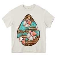 Cream american football and western roses teardrop Heavy Core Tee - BundleAndBundleShop