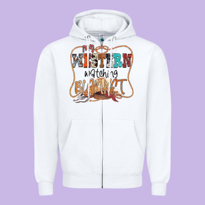 My Western Watching Blanket Zipper Hoodie Designed By Cowhidedigitalart
