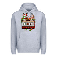Heather Grey christmas cassette Premium Hoodie - FaDigitalArtStudio