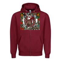 Burgundy Rodeo Santa Zipper Hoodie - CowhideDigitalArt