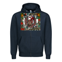 Navy Rodeo Santa Zipper Hoodie - CowhideDigitalArt