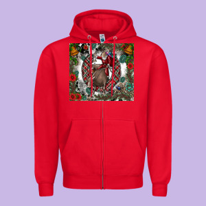 Rodeo Santa Zipper Hoodie Designed By Cowhidedigitalart