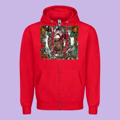 Rodeo Santa Zipper Hoodie Designed By Cowhidedigitalart