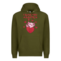 Army Green i love you alotl aolotl valentine's day heart aolotl lover Premium Hoodie - lanVoArt
