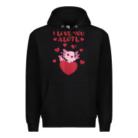 Black i love you alotl aolotl valentine's day heart aolotl lover Premium Hoodie - lanVoArt