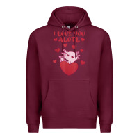 Burgundy i love you alotl aolotl valentine's day heart aolotl lover Premium Hoodie - lanVoArt