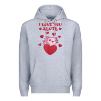 Heather Grey i love you alotl aolotl valentine's day heart aolotl lover Premium Hoodie - lanVoArt
