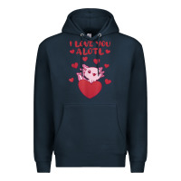 Navy i love you alotl aolotl valentine's day heart aolotl lover Premium Hoodie - lanVoArt