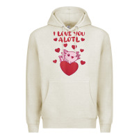Oatmeal Heather i love you alotl aolotl valentine's day heart aolotl lover Premium Hoodie - lanVoArt