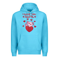 Ocean Blue i love you alotl aolotl valentine's day heart aolotl lover Premium Hoodie - lanVoArt