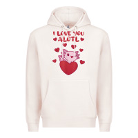 Pale Pink i love you alotl aolotl valentine's day heart aolotl lover Premium Hoodie - lanVoArt