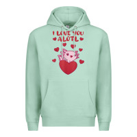 Seafoam i love you alotl aolotl valentine's day heart aolotl lover Premium Hoodie - lanVoArt